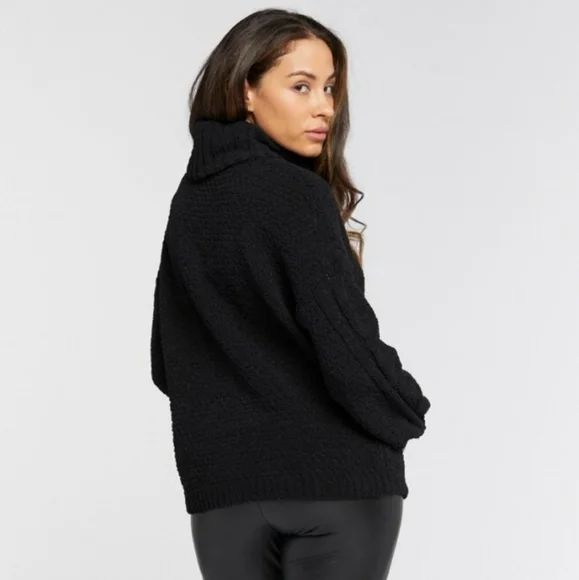 Seven7 Black Chenille Cowl Neck Sweater - Picture 5 of 14